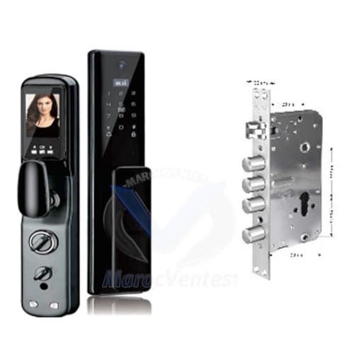 SERRURE DE PORTE INTELLIGENTE Wi-Fi AVEC ECRAN WIFI TUYA+EMPR.+NFC+CODE+CLES+LCD/DI-T07B NOIR D4103T7LCD