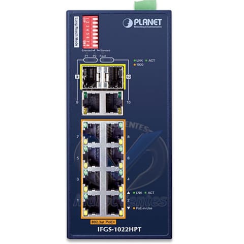 IP30 Industrial 8-Port 10/100TX 802.3at PoE + 2-Port Gigabit TP/SFP combo IFGS-1022HPT