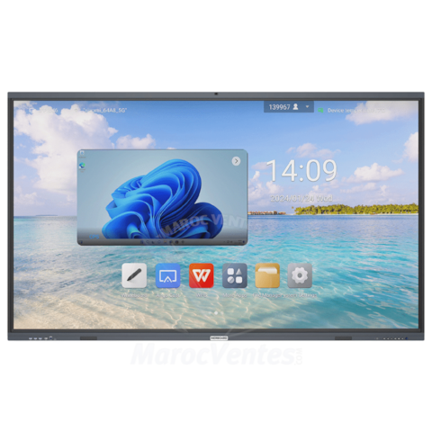 INERBOARD ECRAN INTERACTIF TACTILE 65" Android 14, 8/128, 100Kh, Cam4k 48mps IFP65