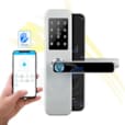 SMART DOOR LOCK TUYA WIFI APP / TTlock app • Alluminium Alloy =Tempered glass • Faceplate size : 370x75 mm ES296F