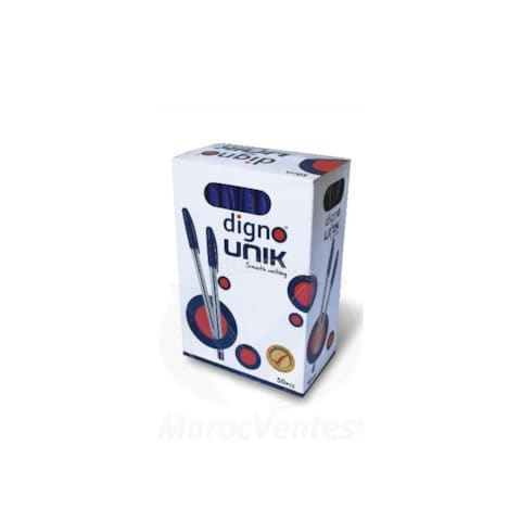 Stylo à bille DIGNO UNIK WHITE bleu en boite de 50 unités UNIK