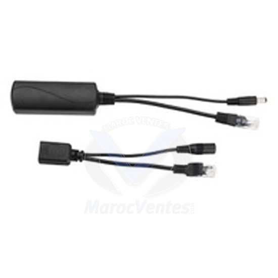 Paire SPLITTER PoE Actif DC-24V DC+2RJ45 in/DC+2RJ45 out: RJ45+Alim D3025